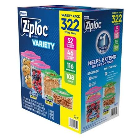 ZIPLOC VARIETY 322 BAGS